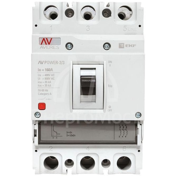 Выключатель автоматический 3п 160А 35кА AV POWER-2/3 TR AVERES EKF mccb-23-160-TR-av