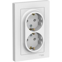 Розетка 2-м СП AtlasDesign 16А IP20 с заземл. в сборе бел. SE ATN000124