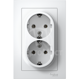 Розетка 2-м AtlasDesign 16А с заземл. в сборе бел. SchE ATN000124