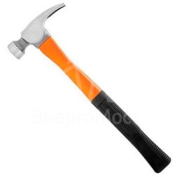 Молоток-гвоздодёр, 450гр., фиберглассовая двухкомпонентная ручка, с магнитом, Вихрь