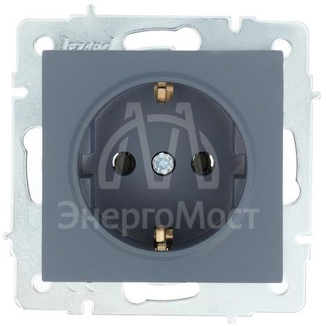 Розетка 1-м СП Vesna с заземл. ПБТ механизм графит LEZARD 742-3488-122B