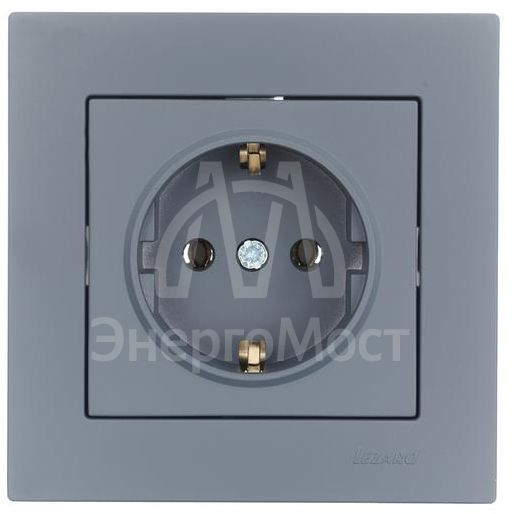 Розетка 1-м СП Vesna с заземл. ПБТ механизм графит LEZARD 742-3488-122B