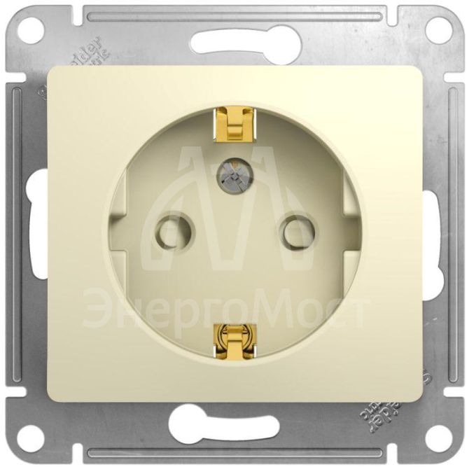 Механизм розетки 1-м СП Glossa 16А защ. шторки с заземл. беж. SchE GSL000245
