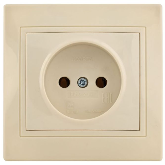 Розетка 1-м СП Кварта 10А IP20 без заземл. крем. IEK ERK13-K33-10-DM