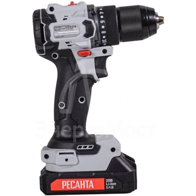 Дрель-шуруповерт аккумуляторная Ресанта ДА-20-2ЛК-БП (бесщеточный двигатель)