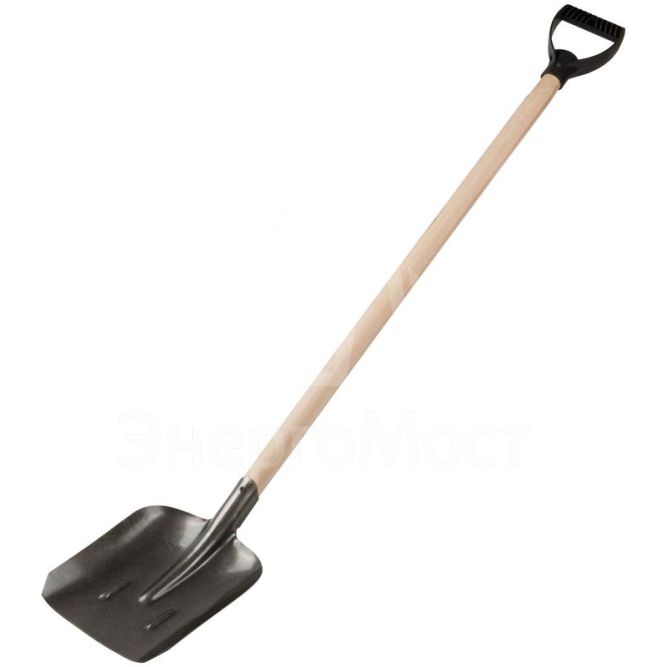Лопата совковая &amp;quot;рельсовая сталь&amp;quot; с деревянным черенком 235х350х1420мм FIT 77194