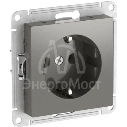 Розетка AtlasDesign 16А с заземл. быстрозажим. клем. механизм сталь SE ATN000943S