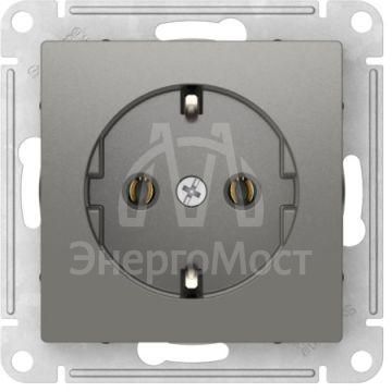 Розетка AtlasDesign 16А с заземл. быстрозажим. клем. механизм сталь SE ATN000943S