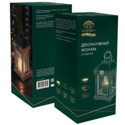 Фонарь декоративный со свечкой корпус из дерева размер 14х14х35cм тепл. бел. Neon-Night 513-075