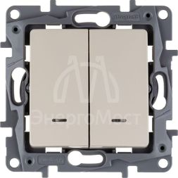 Механизм выключателя 2-кл. СП Etika 10А IP20 250В 10AX с подсветкой / индикацией безвинт. зажимы сл. кость Leg 672304