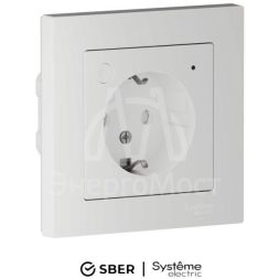 Розетка AtlasDesign Smart 16А L+N с заземл. защ. шторки Zigbee механизм бел. SE ATN000145Z
