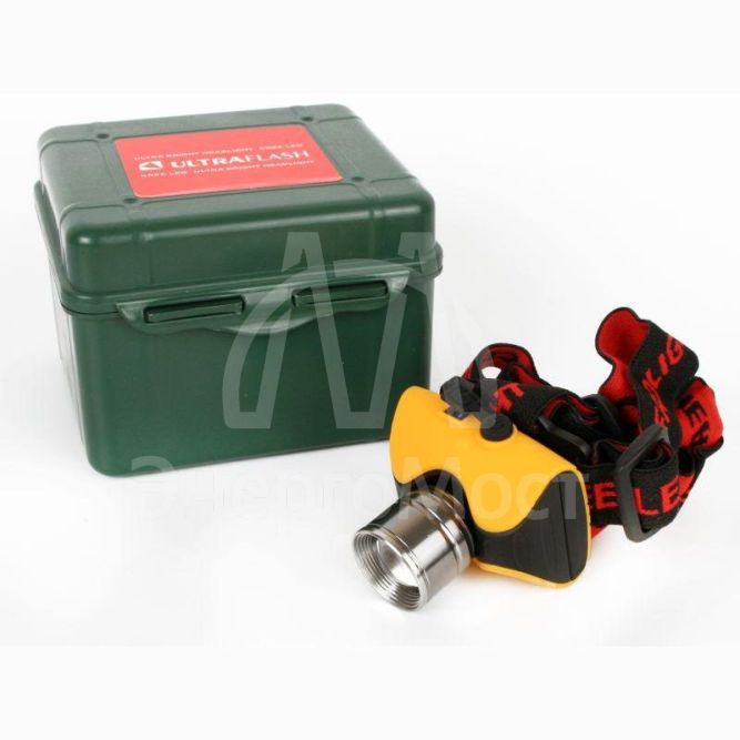 Фонарь налобный E157 (аккум. 220В CREE 3Вт пласт. бокс; желт.) Ultraflash 12351