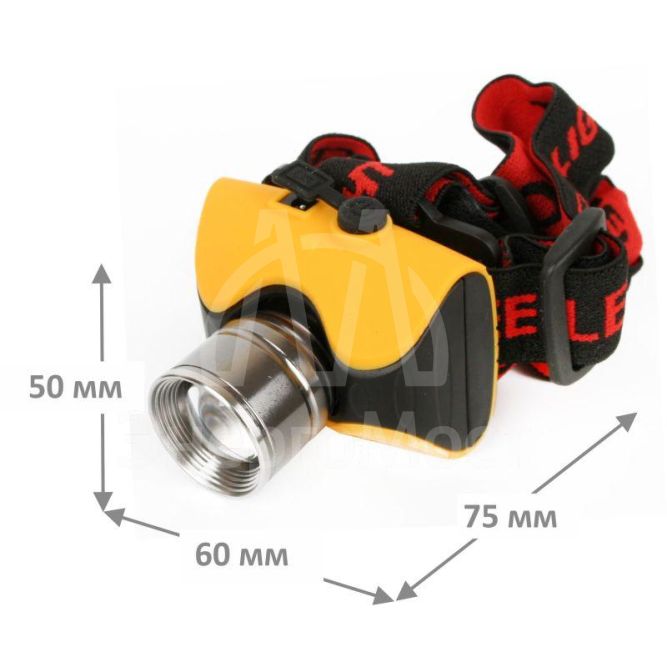 Фонарь налобный E157 (аккум. 220В CREE 3Вт пласт. бокс; желт.) Ultraflash 12351