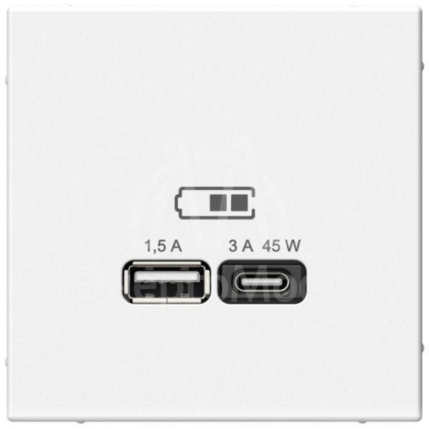Розетка USB ArtGallery тип A+C 45Вт QC PD высокоскор. ЗУ механизм бел. SE GAL000129