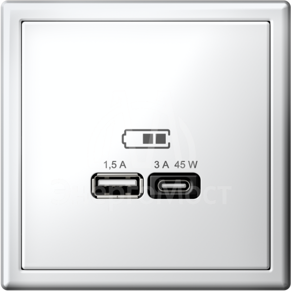 Розетка USB ArtGallery тип A+C 45Вт QC PD высокоскор. ЗУ механизм бел. SE GAL000129