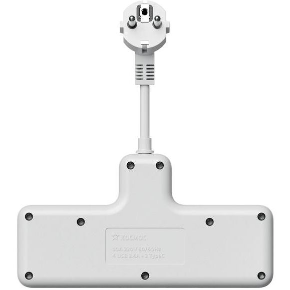 Удлинитель с сетевым фильтром 3х0.3м 10А 2USB + 1USBC 2500Вт ПВС 3х1 компакт бел. КОСМОС FRKsm0.3m-3g(W)USB