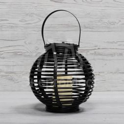 Фонарь декоративный на солнечной батарее 20х20х22см тепл. бел. корпус черн. плетеный Neon-Night 501-143