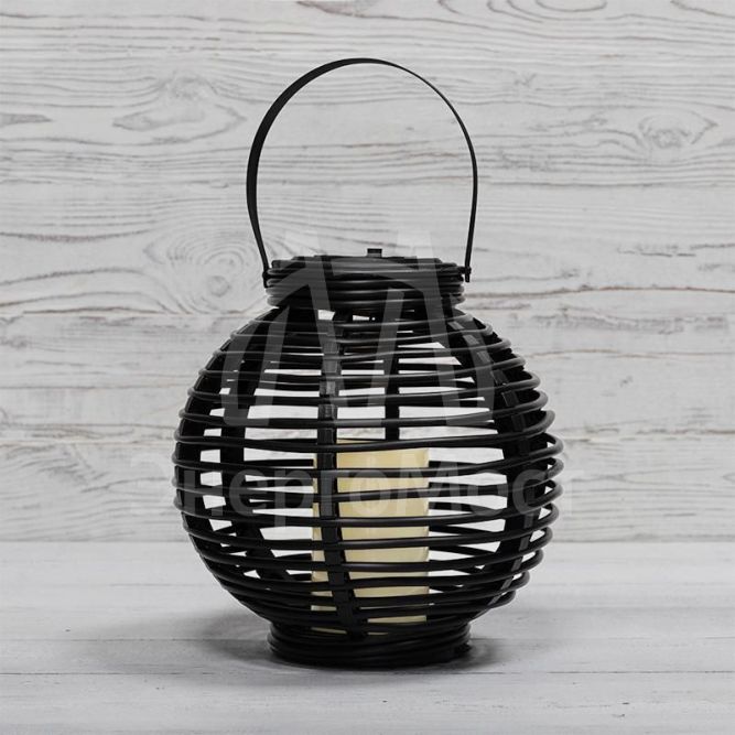 Фонарь декоративный на солнечной батарее 20х20х22см тепл. бел. корпус черн. плетеный Neon-Night 501-143