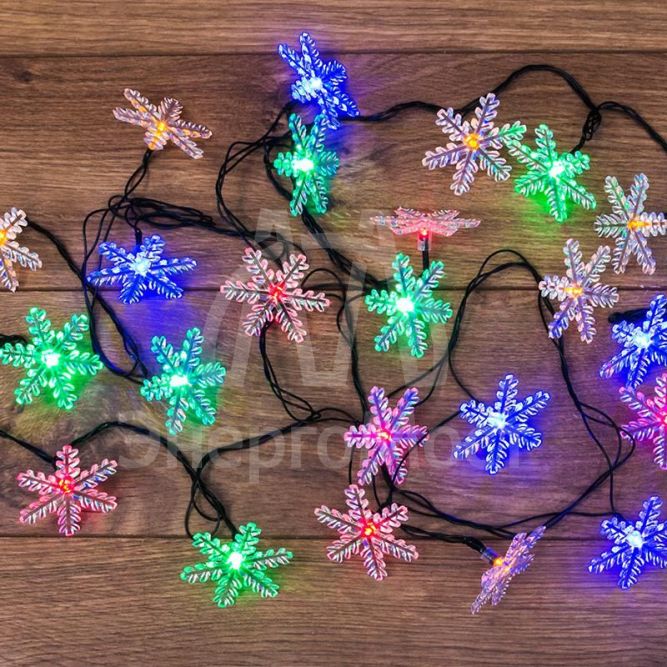 Гирлянда светодиодная &amp;quot;Снежинки&amp;quot; 30LED мультиколор 4.4м с контроллером Neon-Night 303-065