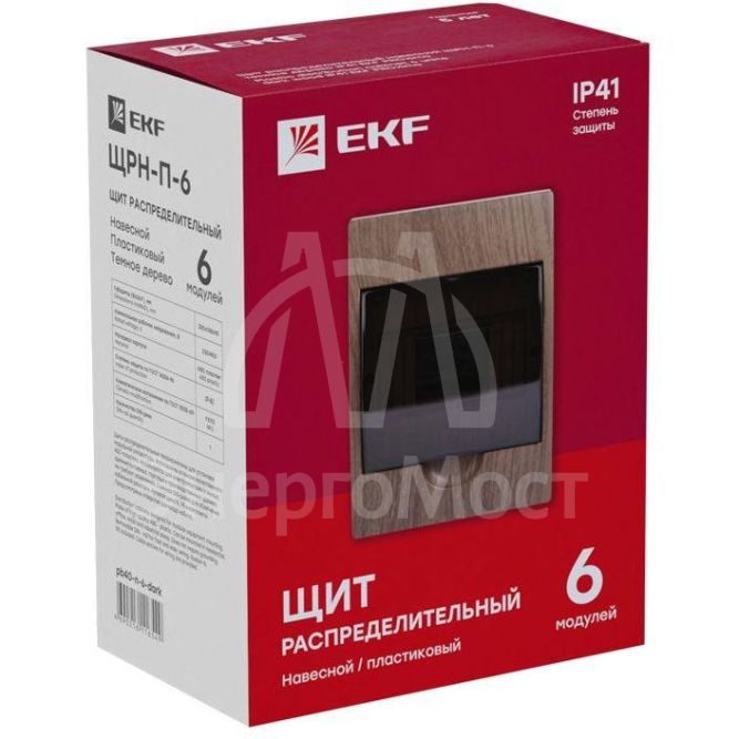 Щит ЩРН-П-6 IP41 темное дерево PROxima EKF pb40-n-6-dark