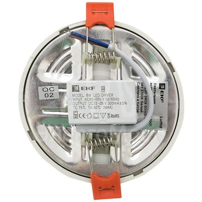 Светильник светодиодный ДВО 1001 6Вт 2700К IP20 встраив. Basic EKF DLL-1001-6-2700