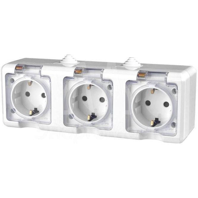 Розетка 3-м ОП Dita 16А IP54 250В с заземл. с прозрачн. крышкой бел.TOKOV LIGHT TKL-DT-R3Z-C01T-IP54