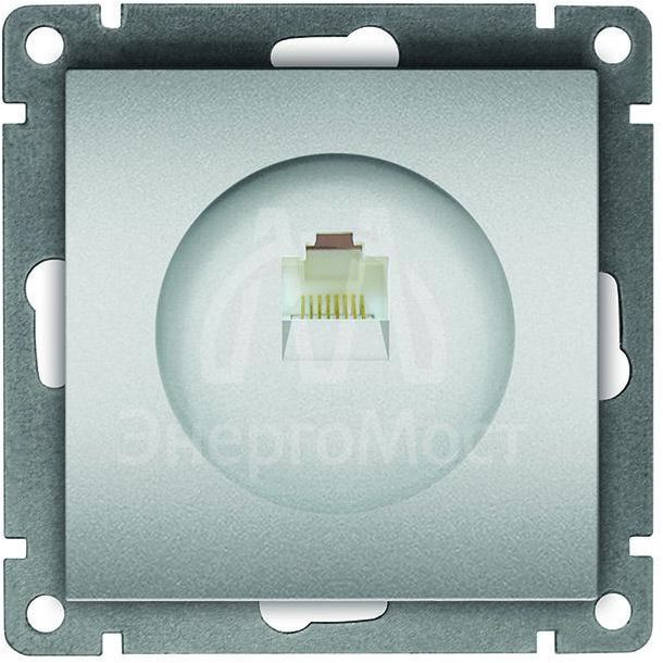 Розетка компьютерная 1-м СП Афина RJ45 кат.5E механизм серебр. Universal A0051-S