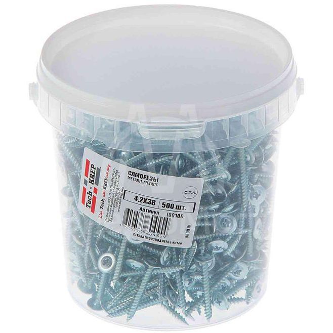 Саморез для тонкого метал. листа 4.2х38 (уп.500шт) ведро Tech-Krep 100106