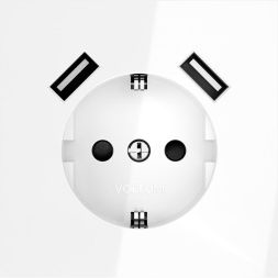Розетка 1-м СП S70 16А с USB A+A с заземл. защ. шторки механизм бел. глянцевый Voltum VLS040401