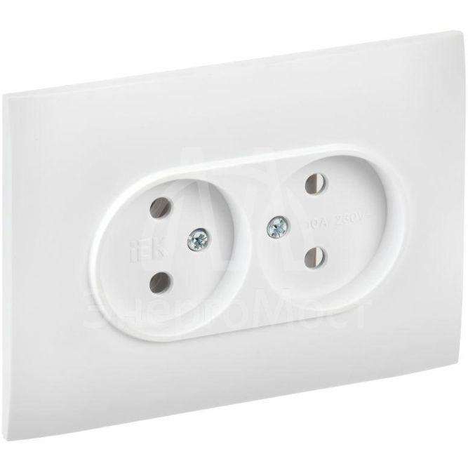 Розетка 2-м SKANDY 10А без заземл. без защ. шторок в сборе SK-R10W арктич. бел. IEK SK-R20-10-K01-F