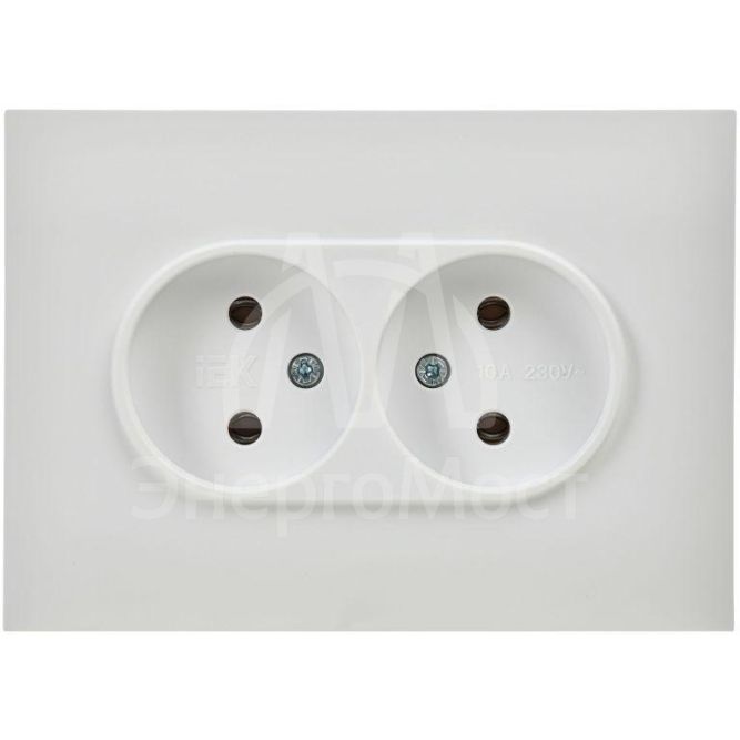 Розетка 2-м SKANDY 10А без заземл. без защ. шторок в сборе SK-R10W арктич. бел. IEK SK-R20-10-K01-F