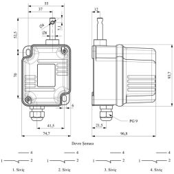 Выключатель поворотный концевой IP67 4 переключателя 1/50 угол срабатывания 60град. EMAS VT4050D