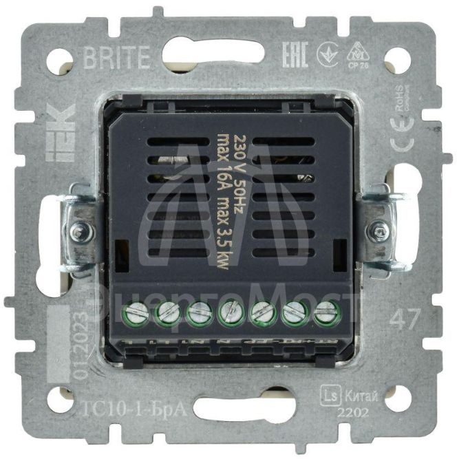 Термостат электронный с индикацией BRITE СП IP20 ТС10-1-БрА алюм. IEK BR-RT11-K47