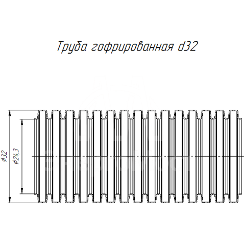 Труба гофрированная ПВХ легкая d32мм с протяжкой 350 Н сер. (уп.25м) Промрукав PR.013231