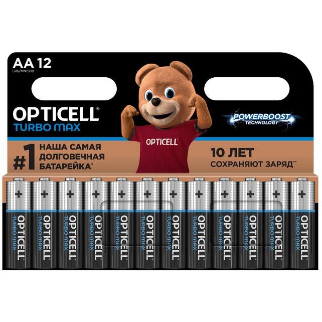 Элемент питания алкалиновый AA/LR6 (блист. 12шт) Turbo Max Opticell 6053009