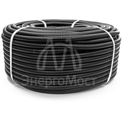 Труба гофрированная ПНД легкая d20мм с протяжкой 350 Н безгалоген. (HF) стойкая к УФ черн. (уп.100м) Промрукав 161557