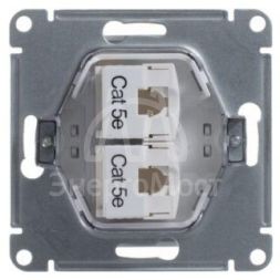 Розетка компьютерная 2-м Glossa RJ45 кат.5E механизм бел. SE GSL000185KK
