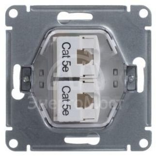 Розетка компьютерная 2-м Glossa RJ45 кат.5E механизм бел. SE GSL000185KK