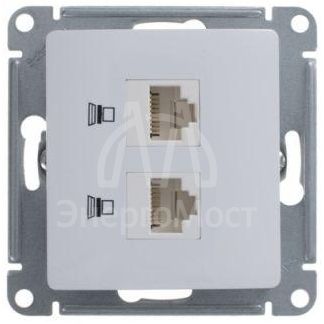 Розетка компьютерная 2-м Glossa RJ45 кат.5E механизм бел. SE GSL000185KK