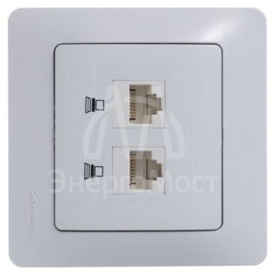 Розетка компьютерная 2-м Glossa RJ45 кат.5E механизм бел. SE GSL000185KK