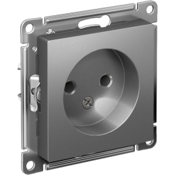 Механизм розетки 1-м СП AtlasDesign 16А без заземл. сталь SchE ATN000941