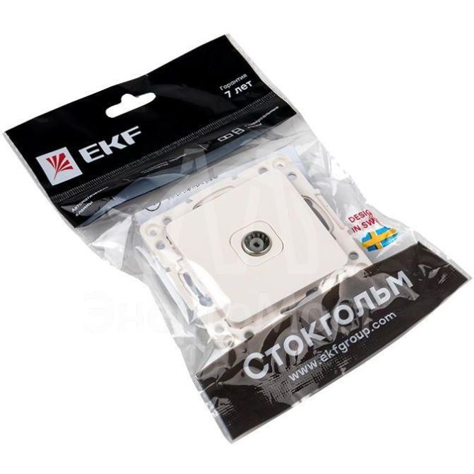 Механизм розетки TV 1-м Стокгольм 75Ом 5-862МГц бел. PROxima EKF EYA00-027-10