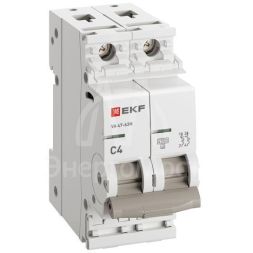 Выключатель автоматический 2п C 4А 4.5кА ВА 47-63N PROxima EKF M634204C