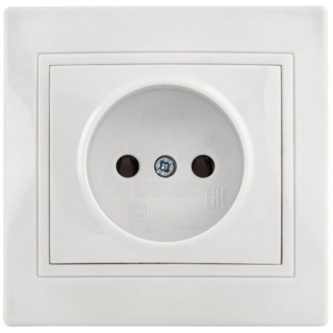 Розетка 1-м СП Кварта 10А IP20 без заземл. бел. IEK ERK13-K01-10-DM