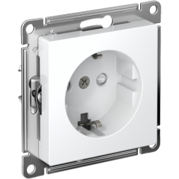 Розетка AtlasDesign 16А с заземл. защ. шторки быстрозажим. клем. механизм бел. SE ATN000145S