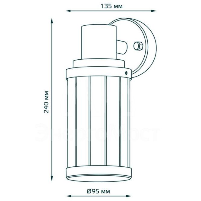 Светильник садово-парковый Vega на стену вниз 10.5х24х14.2см 170-240В/50Гц 1xE27 Max. 60Вт IP:54 1/24 Gauss GD022