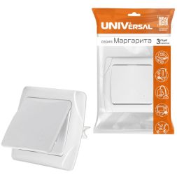 Розетка 1-м СП Маргарита 16А с защ. крышкой с заземл. бел. UNIVersal М0029