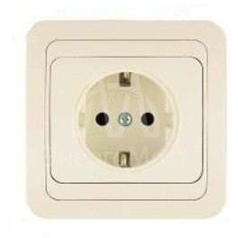 Розетка 1-м СП Mimoza 16А IP20 с заземл. крем/крем Makel 25028