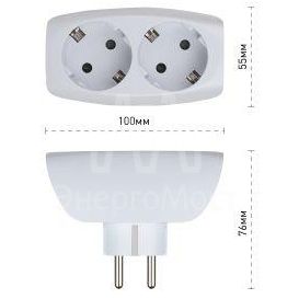 Разветвитель 2-м SP-2e-W с заземл. со шторками (10/60/1440) бел. ЭРА C0045528