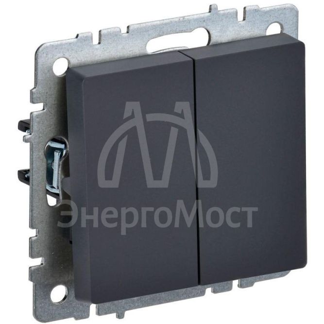 Выключатель проходной 2-кл. СП BRITE ВС10-2-6-БрГ 10А графит IEK BR-V22-0-10-K53